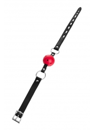 Красный кляп-шар на черных ремешках - ToyFa - купить с доставкой в Южно-Сахалинске