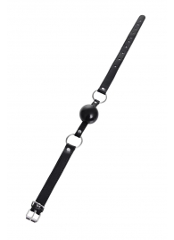 Черный кляп-шар на кожаных ремешках Anonymo - ToyFa - купить с доставкой в Южно-Сахалинске