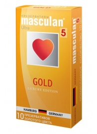 Презервативы Masculan Ultra Gold с золотым напылением и ароматом ванили - 10 шт. - Masculan - купить с доставкой в Южно-Сахалинске