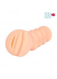 Телесный мастурбатор-вагина с комплектом эрекционных колец - Bior toys - в Южно-Сахалинске купить с доставкой