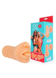 Телесный мастурбатор-ротик с высунутым язычком - Bior toys - в Южно-Сахалинске купить с доставкой