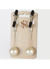 Зажимы на соски с бусинами под жемчуг Pearl - Sitabella - купить с доставкой в Южно-Сахалинске