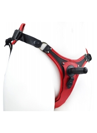 Красно-черный женский пояс с 2 способами крепления насадок - LOVETOY (А-Полимер) - купить с доставкой в Южно-Сахалинске