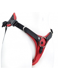 Красно-черный женский пояс с 2 способами крепления насадок - LOVETOY (А-Полимер) - купить с доставкой в Южно-Сахалинске