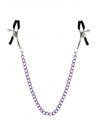 Зажимы для сосков с фиолетовой цепочкой Sweet Caress Nipple Chain - Sweet Caress - купить с доставкой в Южно-Сахалинске