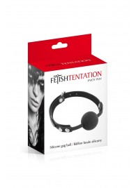 Черный силиконовый кляп-шарик на ремешках - Fetish Tentation - купить с доставкой в Южно-Сахалинске