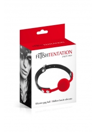 Красный кляп-шарик на черных ремешках - Fetish Tentation - купить с доставкой в Южно-Сахалинске