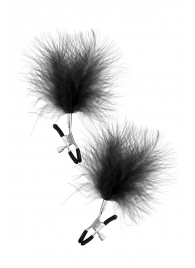 Зажимы на соски с черными пуховыми кисточками Sweet Caress Feather Nipple Clumps - Sweet Caress - купить с доставкой в Южно-Сахалинске