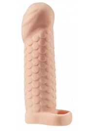 Телесная рельефная насадка-удлинитель KLEON с подхватом - 15 см. - Sitabella - в Южно-Сахалинске купить с доставкой