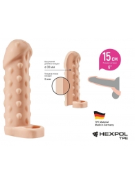 Телесная насадка-удлинитель с пупырышками KLEON - 15 см. - Sitabella - в Южно-Сахалинске купить с доставкой