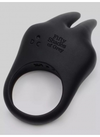 Черное эрекционное виброкольцо Sensation Rechargeable Vibrating Rabbit Love Ring - Fifty Shades of Grey - в Южно-Сахалинске купить с доставкой