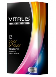 Цветные ароматизированные презервативы VITALIS PREMIUM color   flavor - 12 шт. - Vitalis - купить с доставкой в Южно-Сахалинске