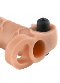 Телесная вибронасадка с кольцом Vibrating Real Feel 2 Extension - 16 см. - Pipedream - в Южно-Сахалинске купить с доставкой