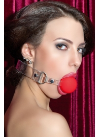 Красный силиконовый кляп-шар на прозрачных ремешках - ToyFa - купить с доставкой в Южно-Сахалинске