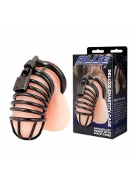 Черная металлическая клетка с замком Deluxe Chastity Cage - BlueLine - купить с доставкой в Южно-Сахалинске