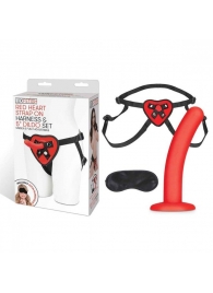Красный поясной фаллоимитатор Red Heart Strap on Harness   5in Dildo Set - 12,25 см. - Lux Fetish - купить с доставкой в Южно-Сахалинске