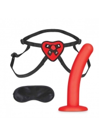 Красный поясной фаллоимитатор Red Heart Strap on Harness   5in Dildo Set - 12,25 см. - Lux Fetish - купить с доставкой в Южно-Сахалинске