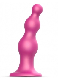 Розовая насадка Strap-On-Me Dildo Plug Beads size L - Strap-on-me - купить с доставкой в Южно-Сахалинске