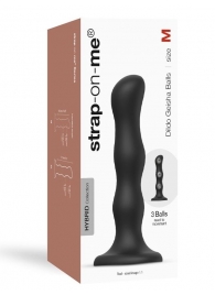 Черная насадка Strap-On-Me Dildo Geisha Balls size M - Strap-on-me - купить с доставкой в Южно-Сахалинске