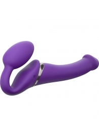 Фиолетовый безремневой вибрострапон Vibrating Bendable Strap-On - size L - Strap-on-me - купить с доставкой в Южно-Сахалинске