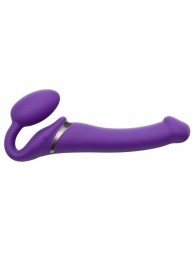 Фиолетовый безремневой вибрострапон Vibrating Bendable Strap-On - size L - Strap-on-me - купить с доставкой в Южно-Сахалинске