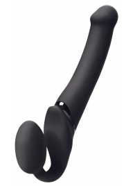 Черный безремневой вибрострапон Silicone Bendable Strap-On - size XL - Strap-on-me - купить с доставкой в Южно-Сахалинске