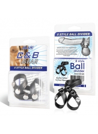 Разделитель мошонки из искусственной кожи на клепках 8 STYLE BALL DIVIDER - BlueLine - купить с доставкой в Южно-Сахалинске