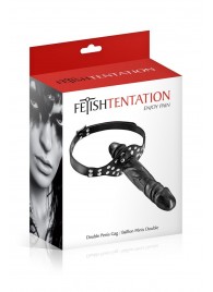 Черный кляп-фаллоимитатор Double Penis Gag - Fetish Tentation - купить с доставкой в Южно-Сахалинске