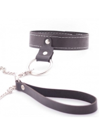 Узкий однослойный ошейник с поводком - Crazy Handmade - купить с доставкой в Южно-Сахалинске