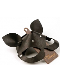 Черная кожаная маска  Кошка  с маленькими ушками - Crazy Handmade - купить с доставкой в Южно-Сахалинске