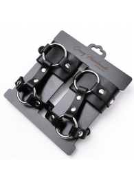 Черные наручники с креплением на кисть руки - Crazy Handmade - купить с доставкой в Южно-Сахалинске