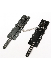 Узорчатые кожаные оковы с регулируемыми ремешками - Crazy Handmade - купить с доставкой в Южно-Сахалинске