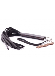 Черная кожаная плеть с удобной ручкой - 50 см. - Crazy Handmade - купить с доставкой в Южно-Сахалинске