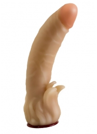 Телесная гелевая насадка-фаллос с клиторальными лепестками - 18,5 см. - LOVETOY (А-Полимер) - купить с доставкой в Южно-Сахалинске