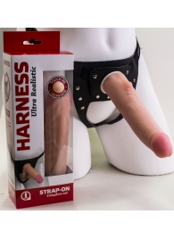 Реалистичный страпон Harness из трусиков и насадки-фаллоса - 18,5 см. - LOVETOY (А-Полимер) - купить с доставкой в Южно-Сахалинске