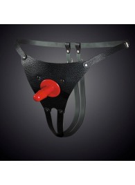 Чёрные кожаные универсальные трусики со штырьком для насадок - Sitabella - купить с доставкой в Южно-Сахалинске