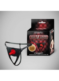 Черные кожаные универсальные трусики со штырьком для насадок и вырезом - Sitabella - купить с доставкой в Южно-Сахалинске