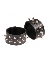 Чёрные напульсники с шипами и заклепками - Sitabella - купить с доставкой в Южно-Сахалинске