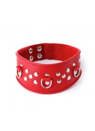 Кожаный красный ошейник с велюровой подкладкой - Sitabella - купить с доставкой в Южно-Сахалинске