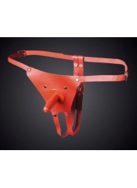 Красные кожаные универсальные трусики со штырьком для насадок - Sitabella - купить с доставкой в Южно-Сахалинске