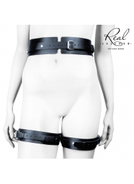 Черный кожаный пояс с гартерами - S-M - Notabu - купить с доставкой в Южно-Сахалинске