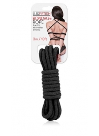 Черная хлопковая веревка для связывания - 3 м. - Lux Fetish - купить с доставкой в Южно-Сахалинске