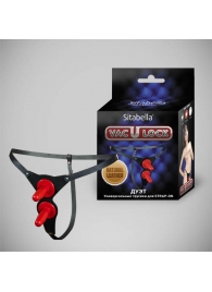 Чёрные кожаные трусики с двумя штырьками для насадок - Sitabella - купить с доставкой в Южно-Сахалинске