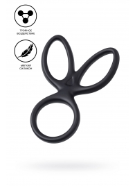 Черное тройное кольцо на пенис Kraken - A-toys - в Южно-Сахалинске купить с доставкой