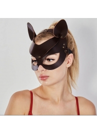 Коричневая кожаная маска  Кошечка - Sitabella - купить с доставкой в Южно-Сахалинске