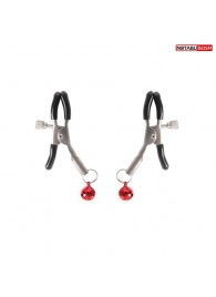 Серебристые зажимы на соски с шариками - Notabu - купить с доставкой в Южно-Сахалинске