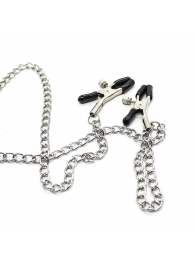 Зажимы для сосков с ремешком и кольцом для пениса - Notabu - купить с доставкой в Южно-Сахалинске