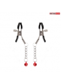 Серебристые зажимы на соски с шариками на цепочках - Notabu - купить с доставкой в Южно-Сахалинске