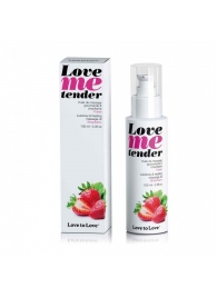 Съедобное согревающее массажное масло Love Me Tender Strawberry с ароматом клубники - 100 мл. - Love to Love - купить с доставкой в Южно-Сахалинске