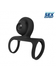 Черная вибронасадка на пенис Sex Expert - Sex Expert - в Южно-Сахалинске купить с доставкой